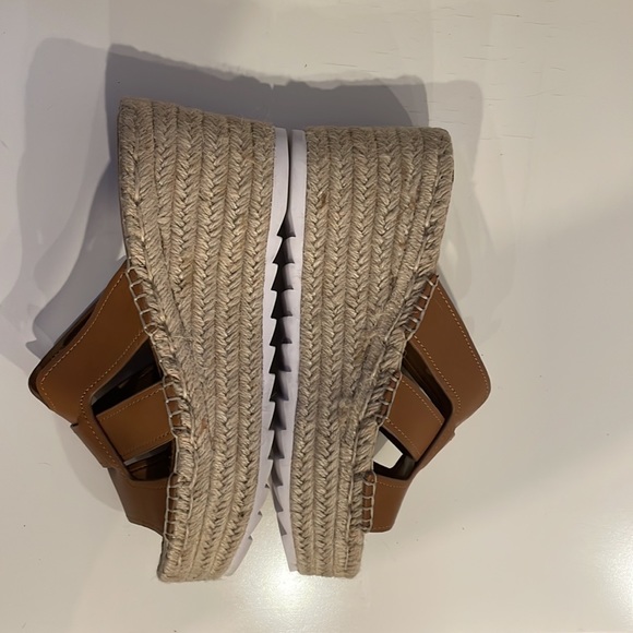 NEVER USED Marc Fisher Robbyn Brown Leather Espadrille Platform Sandals size 7.5 - Picture 10 of 11